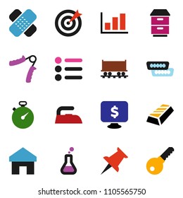 solid vector ixon set - iron vector, graph, gold ingot, monitor dollar, stopwatch, hand trainer, Railway carriage, thumbtack, hdmi, flask, patch, home, target, menu, password