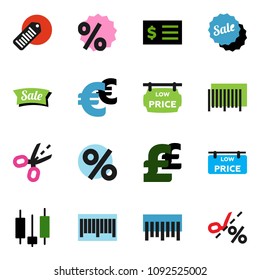 solid vector ixon set - japanese candle vector, receipt, euro sign, pound, barcode, low price signboard, sale, percent, coupon