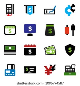 solid vector ixon set - japanese candle vector, credit card, cash, check, dollar flag, shield, calendar, monitor, yen sign, cent, money, bag, reader, cashbox