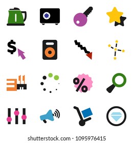 solid vector ixon set - kettle vector, constellation, crisis, safe, dollar cursor, loudspeaker, settings, speaker, magnifier, loading, key, star, percent, mall, trolley, diamond ring