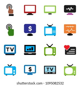 solid vector ixon set - laptop graph vector, monitor dollar, heart, tv, touchscreen, diagnostic