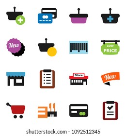 solid vector ixon set - low price signboard vector, credit card, new, store, mall, barcode, basket, cart, shopping list