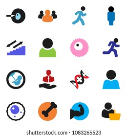 solid vector ixon set - man vector, muscule hand, stairways run, bone, client, group, dna, pregnancy, insemination, ovule, user, customer