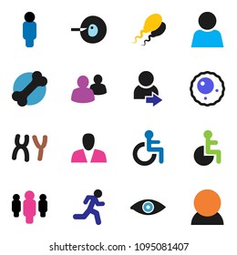 solid vector ixon set - man vector, bone, run, group, disabled, eye, insemination, chromosomes, sperm, ovule, user, login, consumer