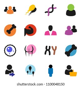 solid vector ixon set - man vector, muscule hand, buttocks, bone, group, dna, chromosomes, sperm, ovule, login, consumer, customer