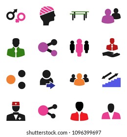 solid vector ixon set - manager vector, man, horizontal bar, stairways run, client, social media, group, doctor, gender sign, head bandage, share, login, consumer
