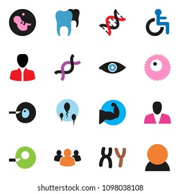 solid vector ixon set - manager vector, muscule hand, group, disabled, eye, dna, pregnancy, insemination, chromosomes, sperm, ovule, tooth, consumer
