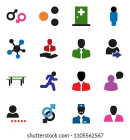 solid vector ixon set - manager vector, man, horizontal bar, run, client, speaking, social media, gender sign, medical room, doctor, share, login, consumer