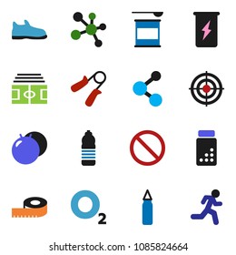 solid vector ixon set - measuring vector, stadium, pills vial, hand trainer, punching bag, fitball, snickers, target, sports nutrition, enegry drink, molecule, water bottle, prohibition sign, oxygen