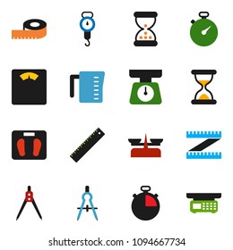 solid vector ixon set - measuring cup vector, scales, ruler, drawing compass, stopwatch, sand clock, store