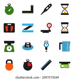 solid vector ixon set - measuring cup vector, scales, corner ruler, stopwatch, weight, big, thermometer, sand clock, store