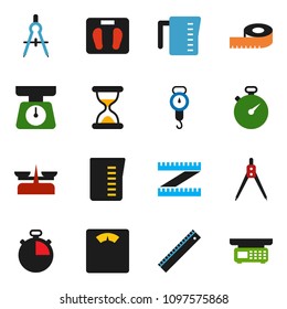 solid vector ixon set - measuring cup vector, scales, ruler, drawing compass, stopwatch, sand clock, store