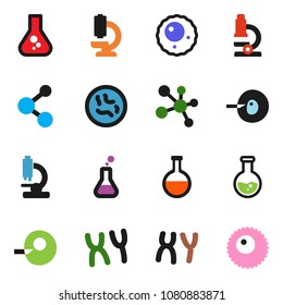 solid vector ixon set - microscope vector, flask, molecule, insemination, microbs, chromosomes, ovule