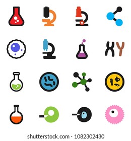 solid vector ixon set - microscope vector, flask, molecule, insemination, microbs, chromosomes, ovule