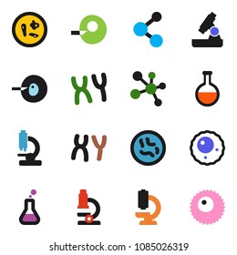 solid vector ixon set - microscope vector, molecule, flask, insemination, microbs, chromosomes, ovule