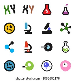 solid vector ixon set - microscope vector, flask, molecule, insemination, microbs, chromosomes, ovule