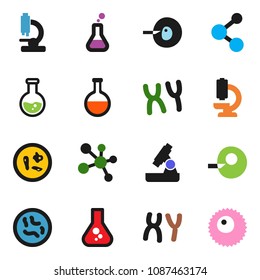 solid vector ixon set - microscope vector, flask, molecule, insemination, microbs, chromosomes, ovule