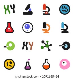 solid vector ixon set - microscope vector, flask, molecule, insemination, microbs, chromosomes, ovule