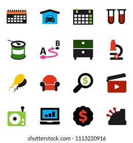 solid vector ixon set - microscope vector, archive, laptop graph, money search, dollar medal, sports nutrition, calendar, route, cinema clap, radio, vial, sperm, garage, cushioned furniture, cashbox