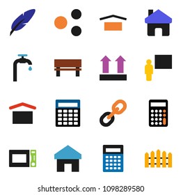 solid vector ixon set - microwave oven vector, pen, blackboard, calculator, dry cargo, top sign, link, share, home, bench, water supply, fence