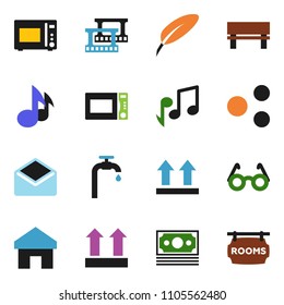 solid vector ixon set - microwave oven vector, pen, glasses, music, money, top sign, film frame, mail, share, home, bench, water supply, rooms signboard