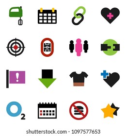 solid vector ixon set - mixer vector, man, arrow down, calendar, target, no fastfood, heart cross, oxygen, stadium, attention, link, connection, clothes, star