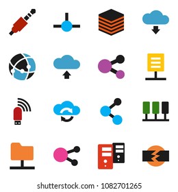solid vector ixon set - molecule vector, social media, jack, connect, connection, server, network folder, cloud exchange, big data, usb modem, share, upload, download, document, disconnection