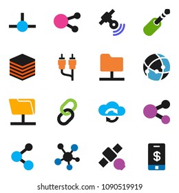 solid vector ixon set - molecule vector, satellite, satellitie, social media, link, rca, jack, connect, connection, network folder, cloud exchange, big data, share, tap pay