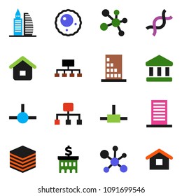 solid vector ixon set - molecule vector, bank, building, hierarchy, dna, ovule, connect, big data, office, home