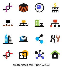solid vector ixon set - molecule vector, bank building, hierarchy, dna, chromosomes, ovule, big data, plan, apartments, office, home