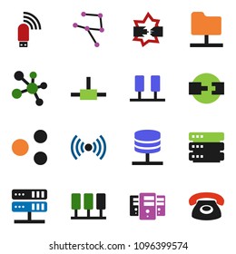solid vector ixon set - molecule vector, connect, network, server, disconnection, folder, big data, usb modem, share, connection, wireless, phone