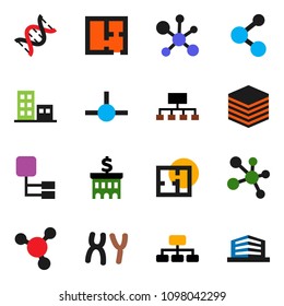 solid vector ixon set - molecule vector, bank building, hierarchy, dna, chromosomes, connect, big data, plan, apartments, office
