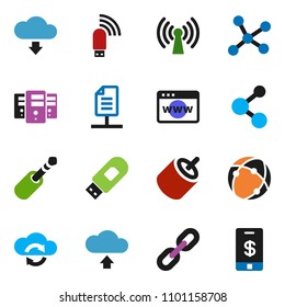 solid vector ixon set - molecule vector, rca, jack, connection, network, cloud exchange, server, browser, usb modem, upload, download, chain, document, wireless, tap pay