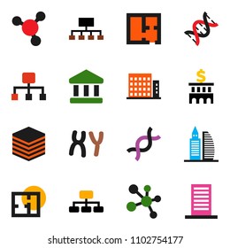 solid vector ixon set - molecule vector, bank, building, hierarchy, dna, chromosomes, big data, plan, apartments, office