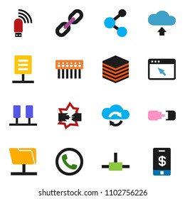 solid vector ixon set - molecule vector, connect, server, disconnection, network folder, cloud exchange, big data, browser, hub, usb modem, upload, chain, connection, document, phone, tap pay