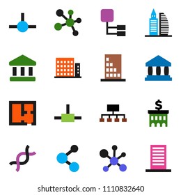 solid vector ixon set - molecule vector, bank, building, hierarchy, dna, connect, plan, apartments, office