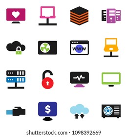 solid vector ixon set - monitor dollar vector, heart, diagnostic, notebook network, server, cloud lock, exchange, big data, browser, lan connector, unlock, ari condition