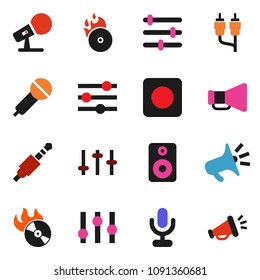solid vector ixon set - music hit vector, microphone, loudspeaker, settings, speaker, rec button, rca, jack, equalizer