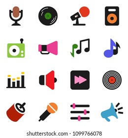 solid vector ixon set - music vector, disk, microphone, radio, speaker, loudspeaker, equalizer, forward button, rca