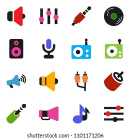 solid vector ixon set - music vector, disk, radio, speaker, loudspeaker, settings, microphone, rca, jack, equalizer