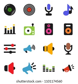 solid vector ixon set - music vector, disk, radio, speaker, loudspeaker, equalizer, microphone