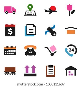 solid vector ixon set - navigator vector, Railway carriage, plane, satellite, phone, 24, delivery, calendar, receipt, clipboard, document, cargo, dry, top sign, tulip, warehouse