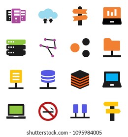 solid vector ixon set - notebook pc vector, laptop graph, no smoking, signpost, network, server, folder, cloud exchange, big data, share, document