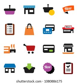 solid vector ixon set - office vector, credit card, new, shopping bag, store, mall, basket, cart, list