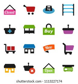 solid vector ixon set - office vector, cargo, weight, shelving, new, open, closed, market, store, buy, basket, cart, scales
