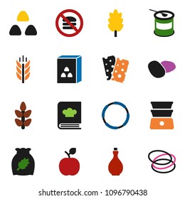solid vector ixon set - oil vector, double boiler, cookbook, cereal, potato, apple fruit, sports nutrition, cereals, breads, no fastfood, hoop