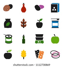 solid vector ixon set - oil vector, double boiler, cereal, potato, apple fruit, diet, sports nutrition, cereals, breads, hoop