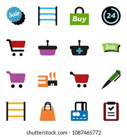 solid vector ixon set - pen vector, cart, credit card, shelving, sale, 24 hour, shopping bag, mall, buy, basket, list