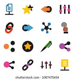 solid vector ixon set - pen vector, settings, touchscreen, social media, favorites, share, arrow, chain, network document