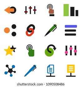 solid vector ixon set - pen vector, sorting, settings, touchscreen, social media, favorites, menu, share, arrow, redo, chain, network document